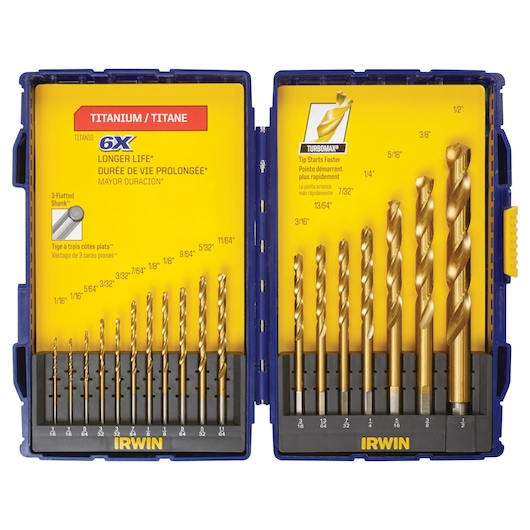 18 pc Titanium Nitride Coated TURBOMAX® Drill Bit Set in Pro Case