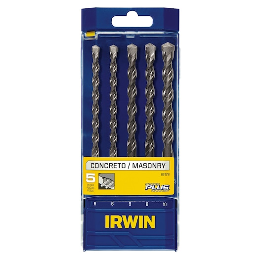 IRWIN SDS Plus Drill Set for Concrete with 5 Pieces from 6mm to 10mm